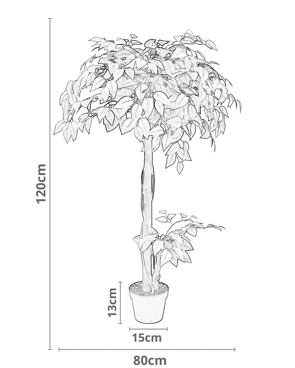 Lush Artificial Tree in White Pot Ficus 120cm / 3ft 11" Tall with Re