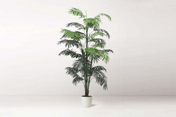  Tradala 5’ Lush Artificial Tree Large Palm 150cm / 5ft Tall with Dense Leaves in a White Pot - For Home Living Room Indoors 