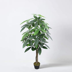 Tradala 3’11" Lush Artificial Tree Large Fortune 120cm / 3ft 11" Tall with Real Wood Trunk - For Home Living Room Indoors