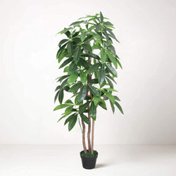 Tradala 4'11" Lush Artificial Tree Large Fortune 150cm / 4ft 11" Tall with Real Wood Trunk - For Home Living Room Indoors
