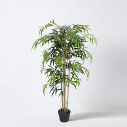 Tradala 3’11" Lush Artificial Tree Large Bamboo 120cm / 3ft 11" Tall with Real Wood Trunk - For Home Living Room Indoors
