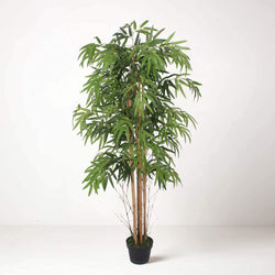 Tradala 4'11" Lush Artificial Tree Large Bamboo 150cm / 4ft 11" Tall with Real Wood Trunk - For Home Living Room Indoors