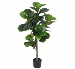 Lush 120cm 4ft Artificial Fiddle Fig Tree Fake Potted Plant with Real Wood Trunk