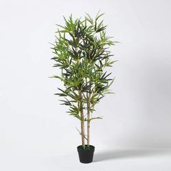 4ft Artificial Bamboo Tree Plant in Pot with Real Wood Trunk 120cm Home Decor
