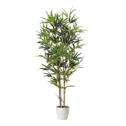 Artificial Indoor Living Room House Plant Bamboo 120cm 4' 4ft Tall in White Pot