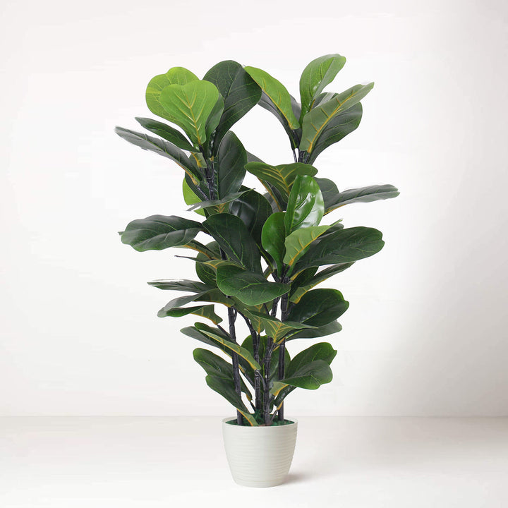  Artificial Fiddle Fig Tree Indoor Home Plant for Living Room in White Pot 90cm 